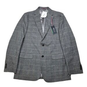 Tommy‎ Hilfiger Sport Coat Mens 42L 42 Jacket TH Flex Gray Windowpane Blazer